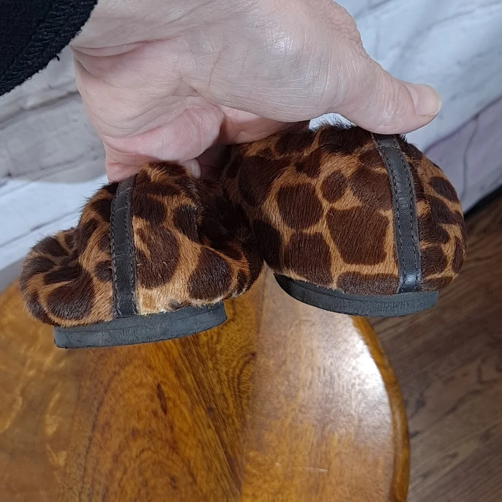 Donald J Pliner Brown Giraffe Pony Hair Ballet Flats